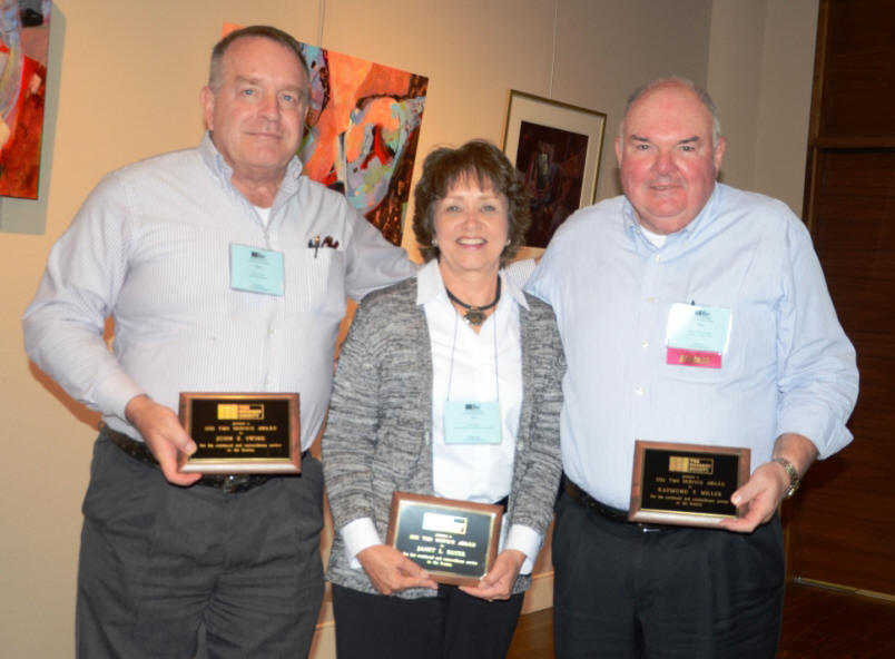 John Swink, Jan Boyer and Ray Miller (left to right) were presented with 2012 TMS Service Awards for their unexpected and exceptional support over the past year.